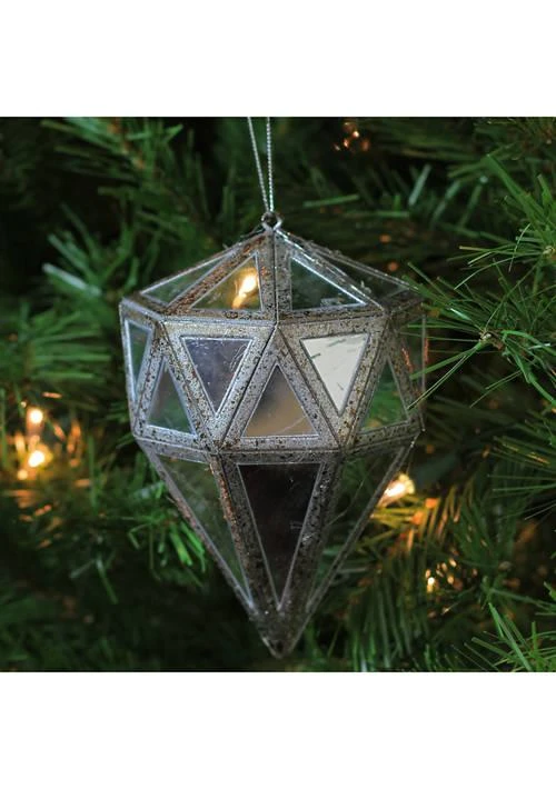 商品Northlight|5.5Inch Gray And Clear Mirrored Geometric Drop Christmas Ornament,价格¥303,第4张图片详细描述