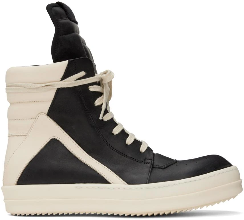 商品Rick Owens|Black & Off-White Geobasket Sneakers,价格¥9079,第1张图片