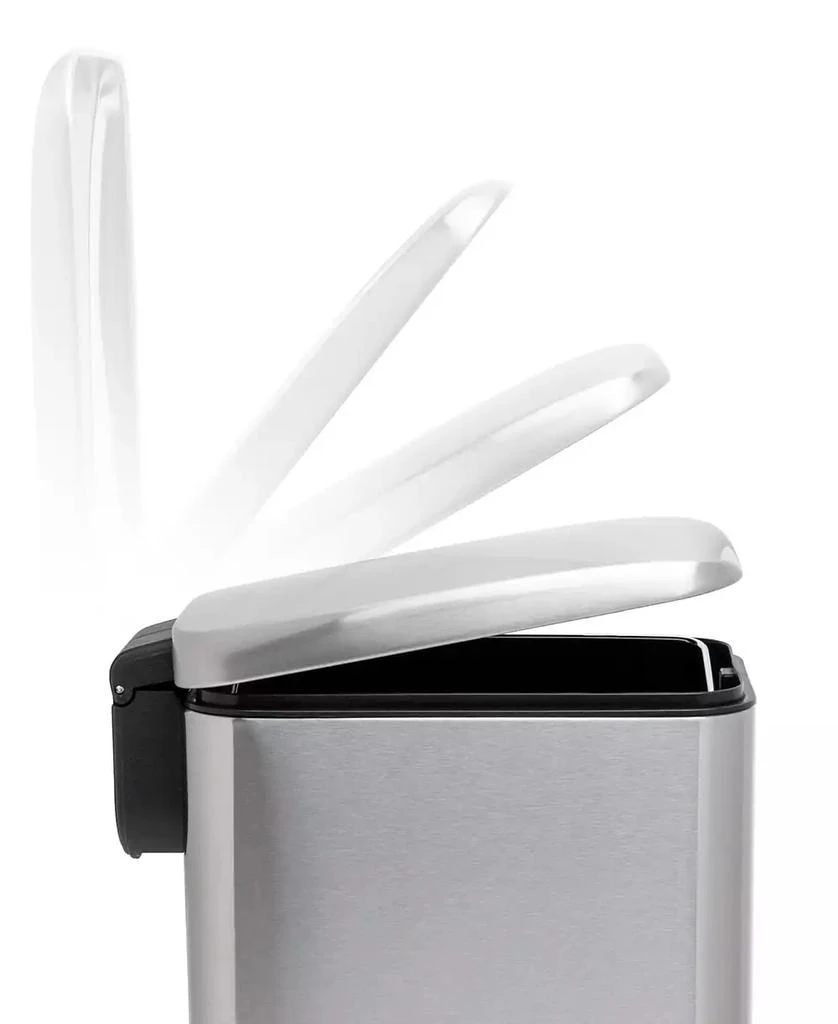商品QualiaZero|Two 1.3 Gallon Slim Step On Trash Can Set, 2 Pieces, Stainless Steel, Twin Pack,价格¥297,第4张图片详细描述