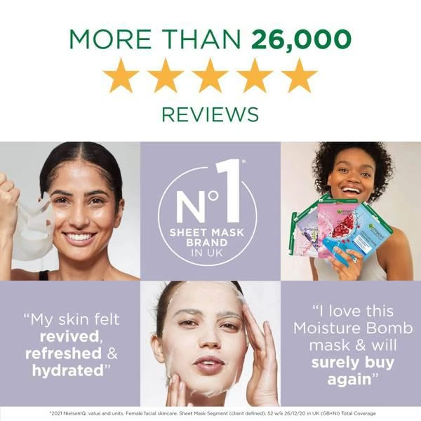 商品Garnier|Garnier Moisture Bomb Lavender Hydrating Face Sheet Mask for Fatigued Skin 32g,价格¥36,第3张图片详细描述