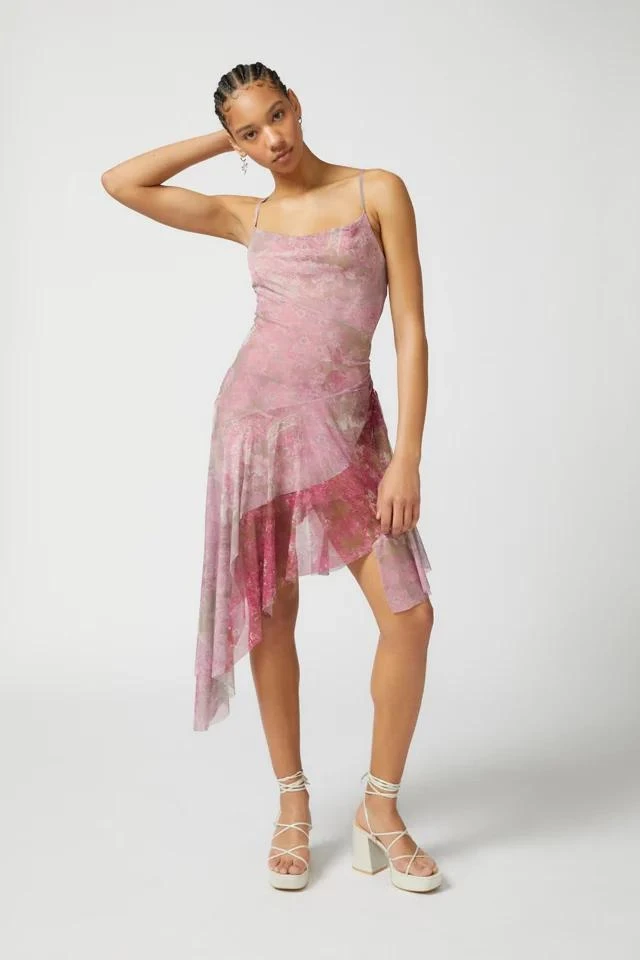 商品Urban Outfitters|UO Phoebe Mesh Asymmetrical Midi Dress,价格¥229,第1张图片详细描述