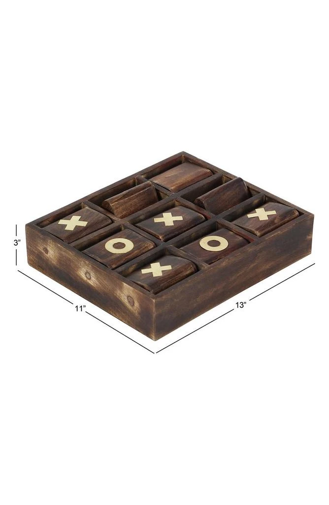 商品SONOMA SAGE HOME|Dark Brown Mango Wood Tic Tac Toe Game Set with Goldtone Inlay,价格¥511,第3张图片详细描述