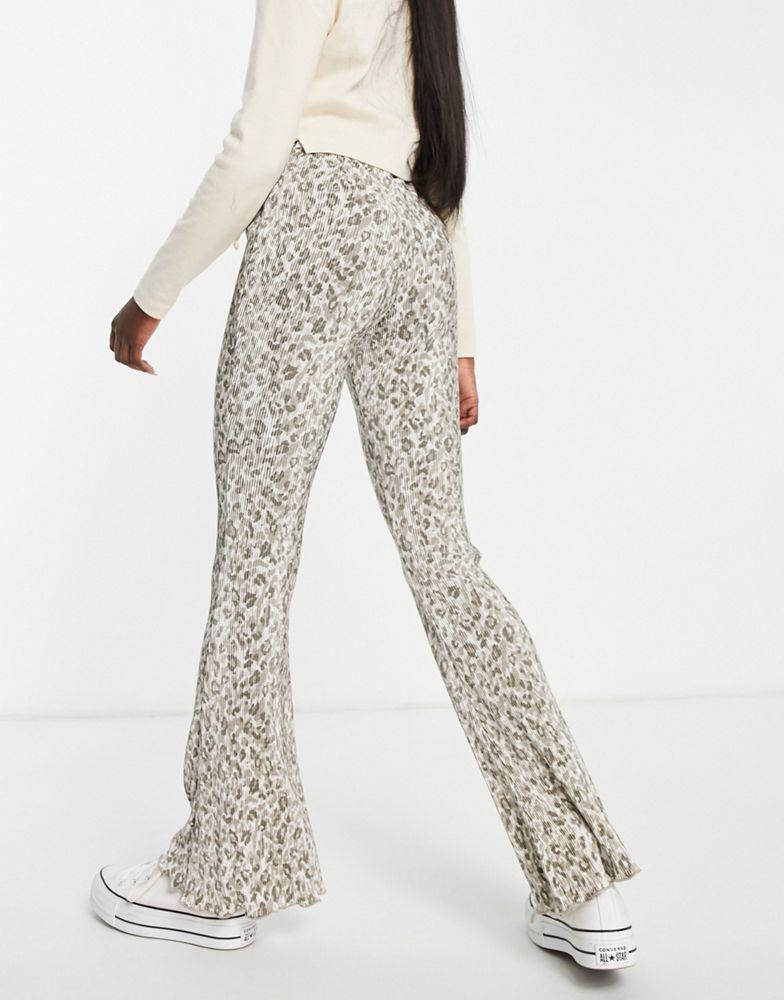 Topshop plisse flared trouser in leopard print商品第4张图片规格展示