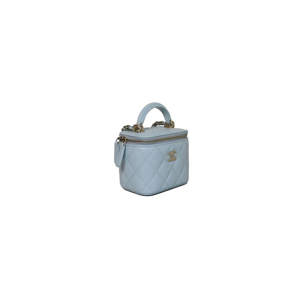 商品Chanel|Chanel Small Vanity Bag With Handle Chain Light Blue,价格¥30497,第4张图片详细描述