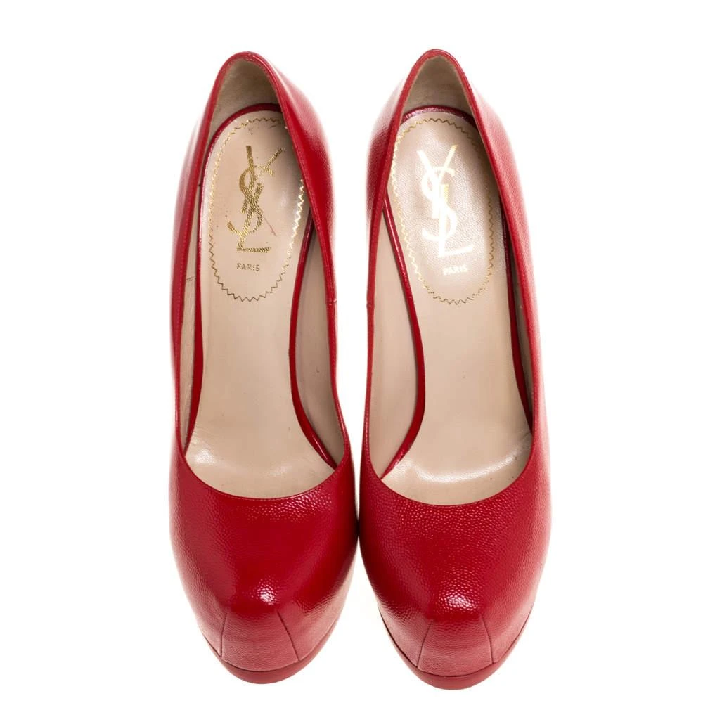 商品[二手商品] Yves Saint Laurent|Saint Laurent Paris Red Leather Tribtoo Platform Pumps Size 38.5,价格¥1268,第3张图片详细描述