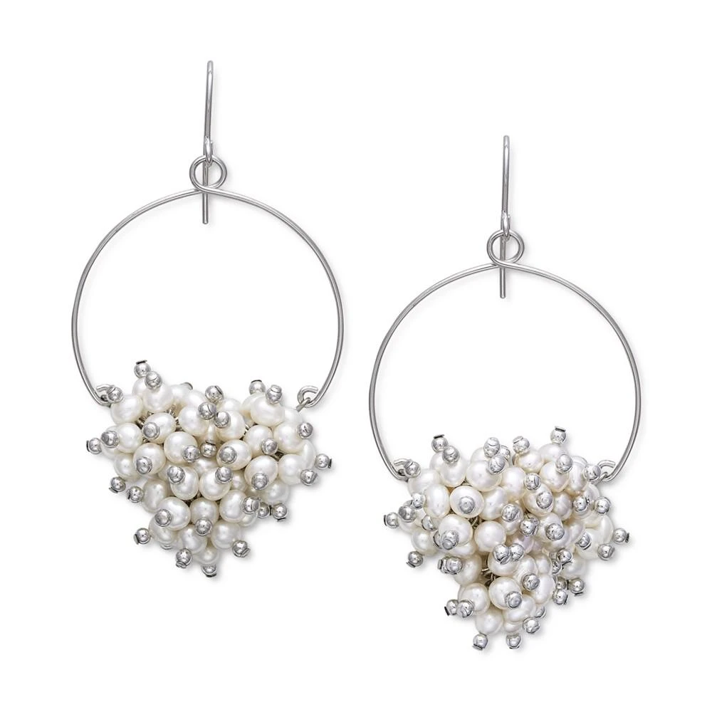 商品Belle de Mer|Cultured Freshwater Pearl (3 - 3-1/2mm) Cluster Drop Hoop Earrings in Sterling Silver,价格¥1836,第3张图片详细描述