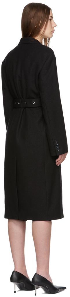 Black Belted Wool Coat商品第3张图片规格展示
