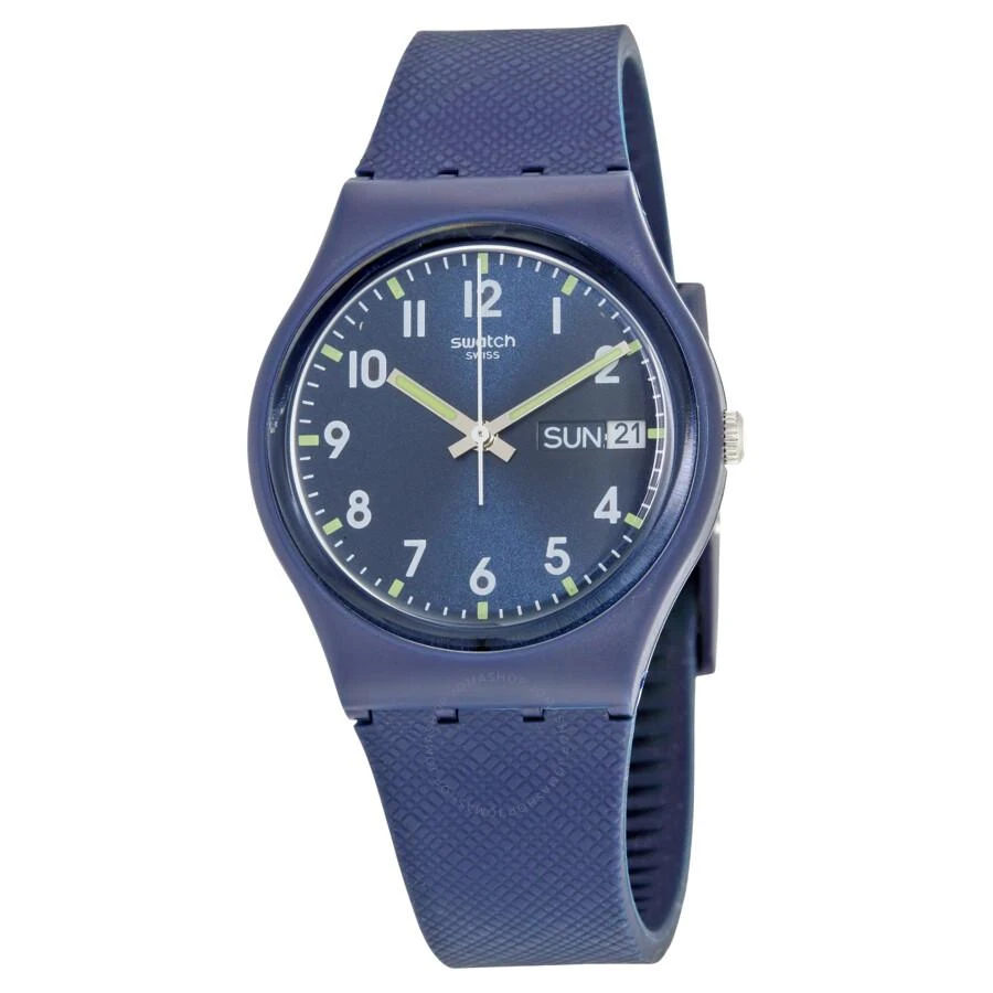 商品Swatch|Sir Blue Blue Dial Blue Silicone Unisex Watch GN718,价格¥395,第1张图片