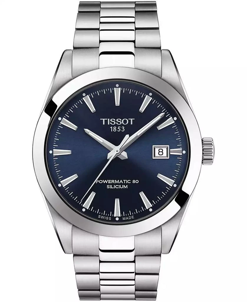 商品Tissot|Men's Swiss Automatic T-Classic Gentleman Powermatic 80 Silicium Stainless Steel Bracelet Watch 40mm,价格¥6247,第1张图片