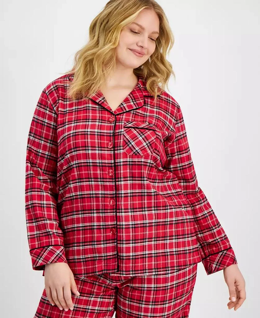 商品Charter Club|Plus Size Cotton Flannel Printed Pajama Set, Created for Macy's,价格¥247,第3张图片详细描述