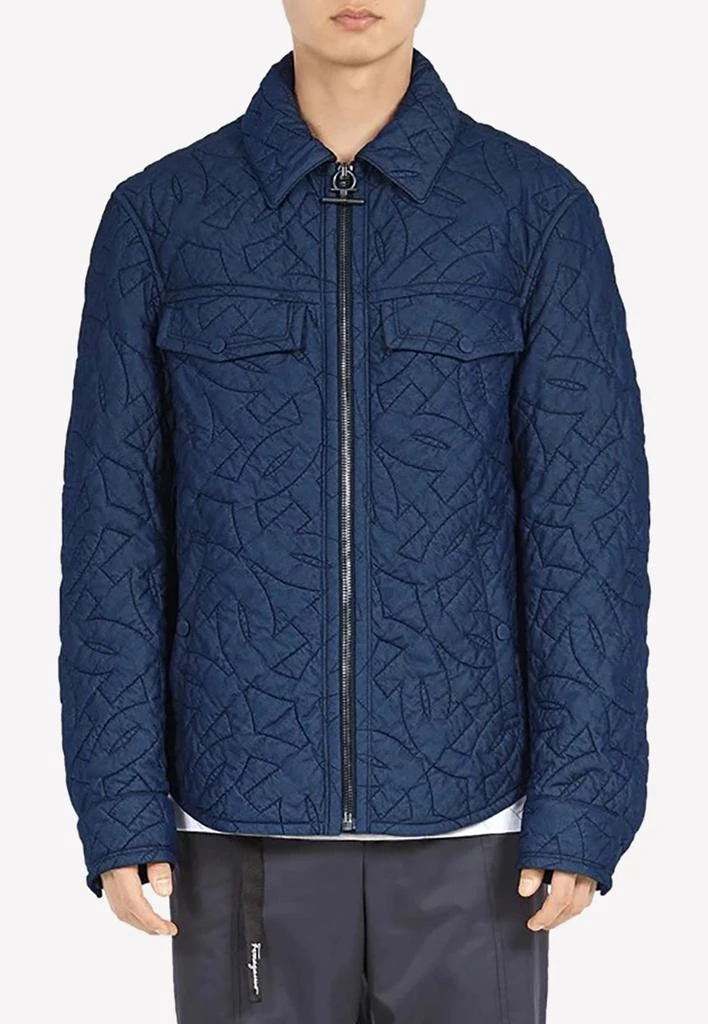 商品Salvatore Ferragamo|Quilted Gancini Denim Overshirt,价格¥14769,第1张图片