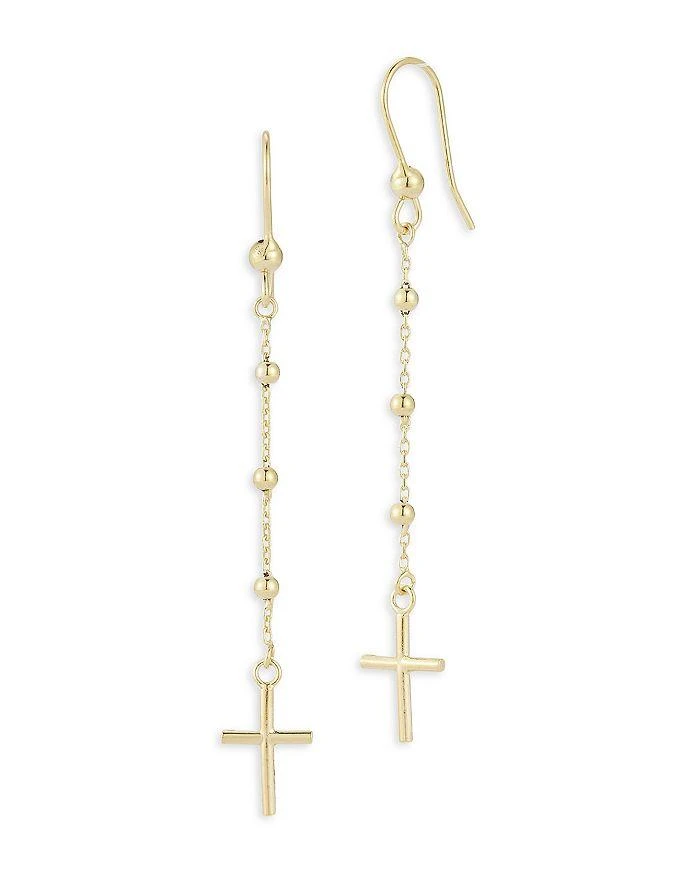 商品Moon & Meadow|14K Yellow Gold Cross Rosary Drop Earrings,价格¥2950,第1张图片