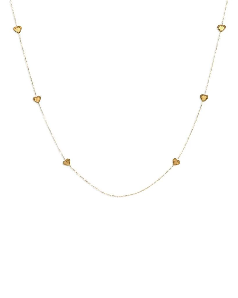 商品Moon & Meadow|14K Gold Heart Stations Necklace, 18",价格¥1869,第1张图片详细描述