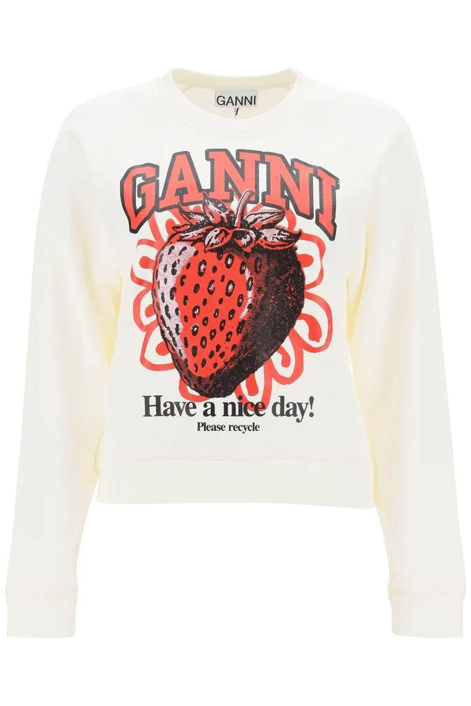 商品Ganni|Crew-neck sweatshirt with graphic print,价格¥817,第1张图片