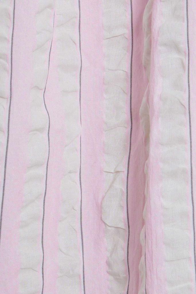 Gathered striped cotton-seersucker mini dress商品第2张图片规格展示