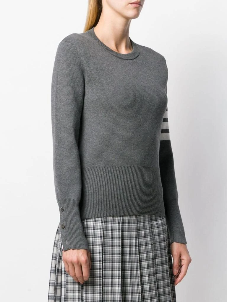 商品Thom Browne|THOM BROWNE WOMEN MILANO STITCH CLASSIC CREW NECK PULLOVER IN COTTON CREPE WITH 4 BAR,价格¥3743,第1张图片