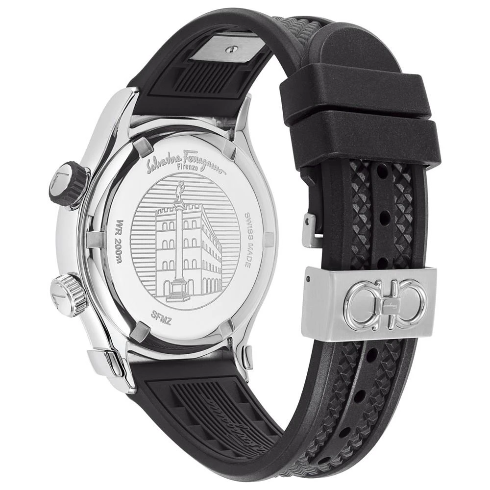 商品Salvatore Ferragamo|Men's Swiss 1927 GMT Black Silicone Strap Watch 44mm,价格¥6451,第3张图片详细描述