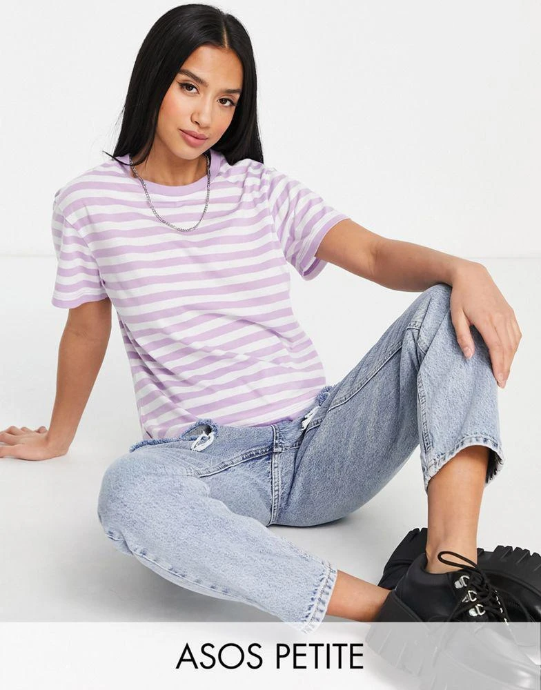 商品Echo Design|ASOS DESIGN Petite ultimate t-shirt in lilac and white stripe,价格¥58,第1张图片