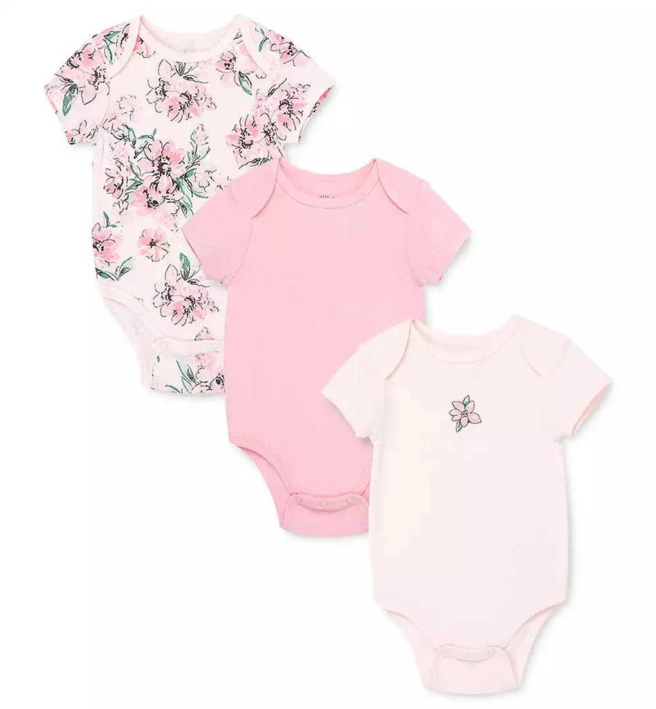 商品Little Me|Baby Girls Floral Short Sleeve Bodysuits, Pack of 3,价格¥99,第1张图片