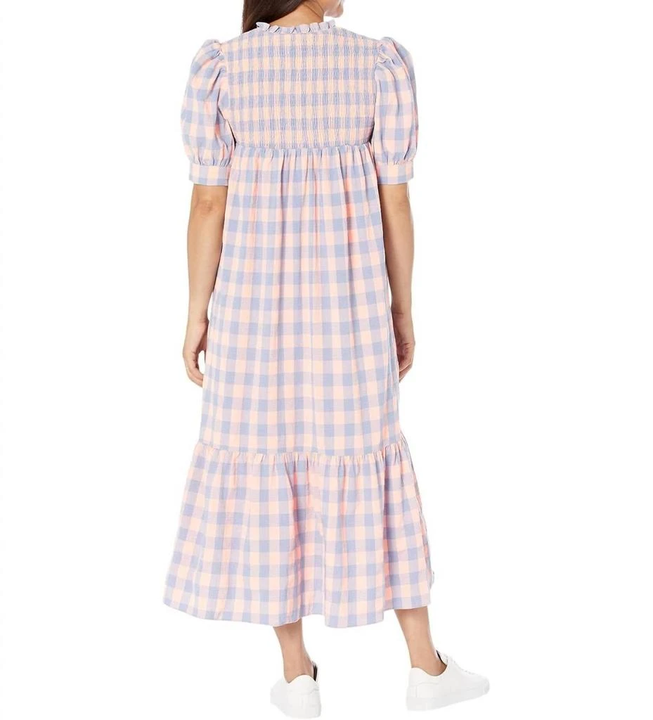 商品English Factory|Gingham Textured Smocked Yoke Midi Dress In Pink Purple,价格¥622,第2张图片详细描述
