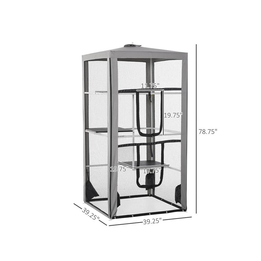 商品PawHut|Large Outdoor Cat House Indoor Pet Playpen w/ 3 Platforms 4 Sandbags,价格¥1786,第3张图片详细描述