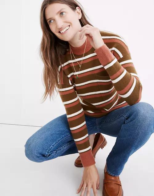 Redmond Mockneck Pocket Sweater in Stripe商品第1张图片规格展示