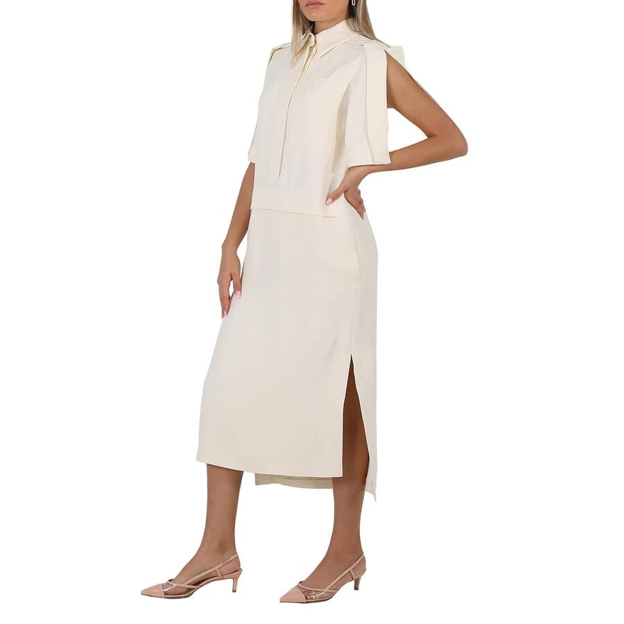 商品Burberry|Split Detail Silk Wool Shirt Dress In Off White,价格¥1452,第3张图片详细描述