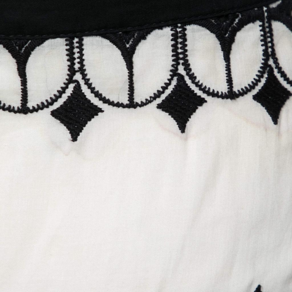 Just Cavalli Monochrome Embroidered Eyelet Cotton Tiered Maxi Skirt M商品第4张图片规格展示