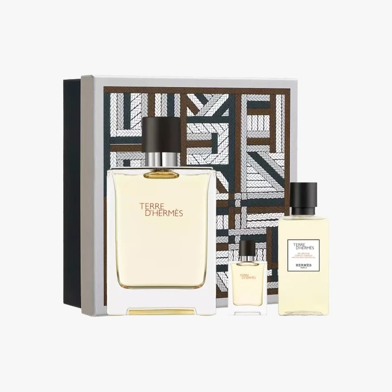 商品Hermes|爱马仕大地男士香水套装 淡香水100ml+淡香水5ml+沐浴露40ml,价格¥666,第1张图片