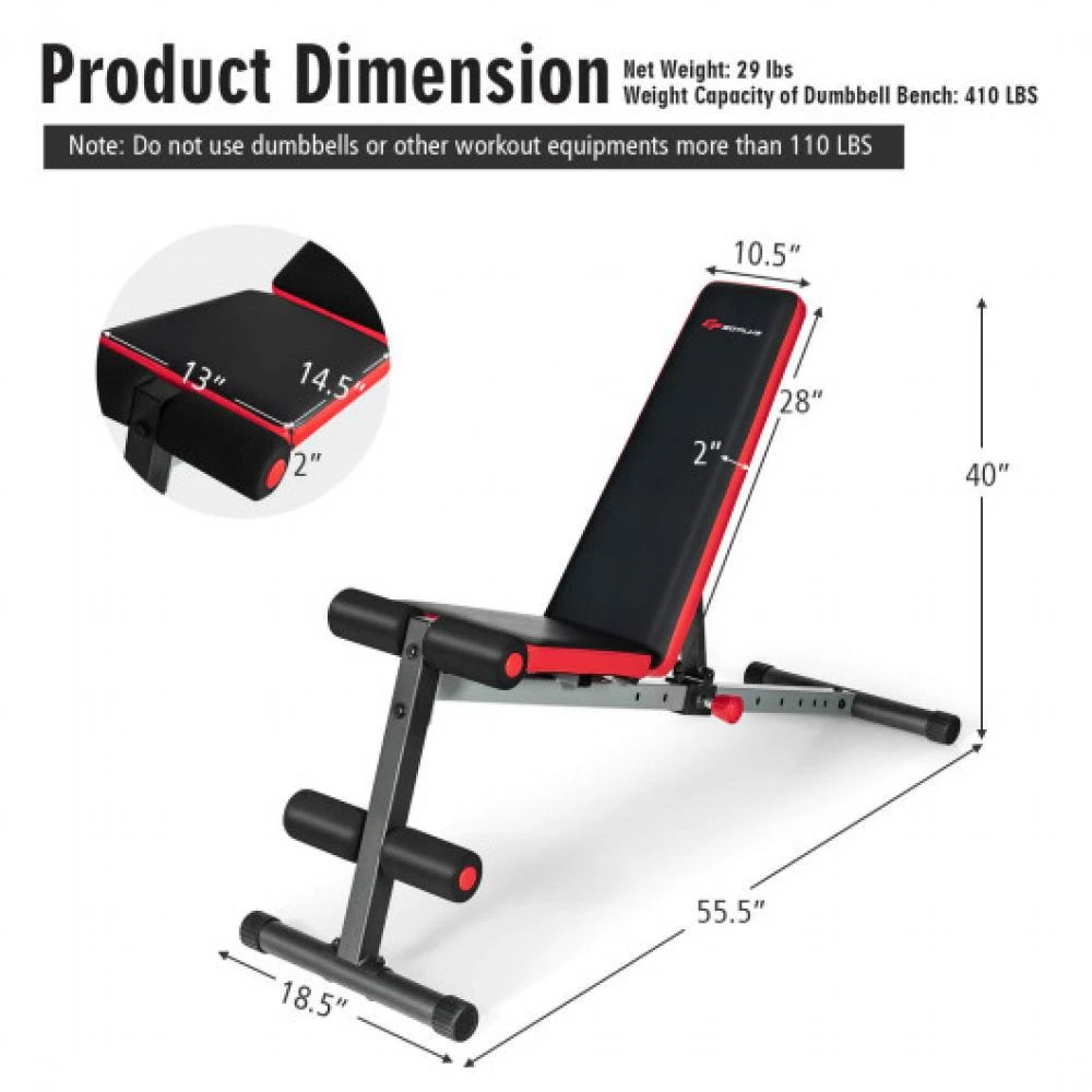 商品Hivvago|Multi-function Weight Bench with Adjustable Backrest,价格¥776,第5张图片详细描述