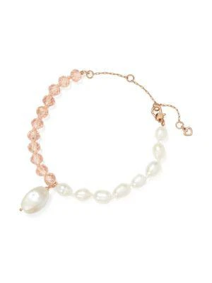 商品Kate Spade|Pearl Play Goldtone, Cubic Zirconia & Faux Pearl Half And Half Bracelet,价格¥199,第1张图片