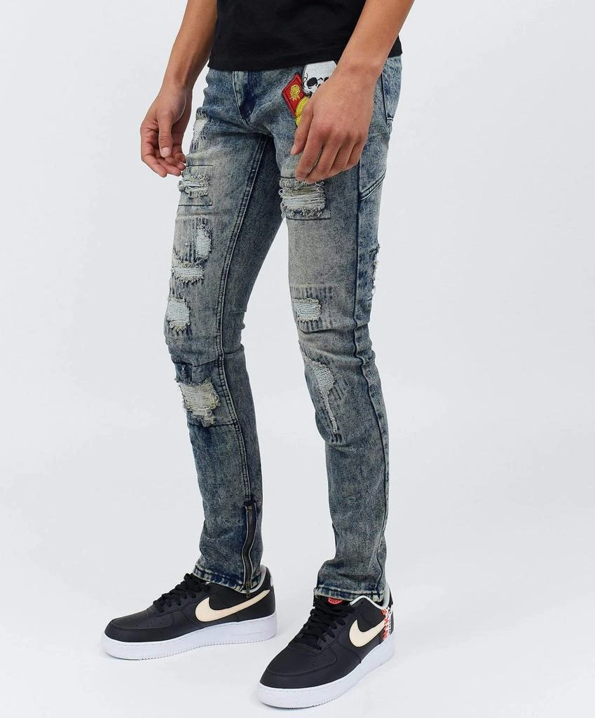 Crazed Distressed Graphic Print Zipper Jeans 商品