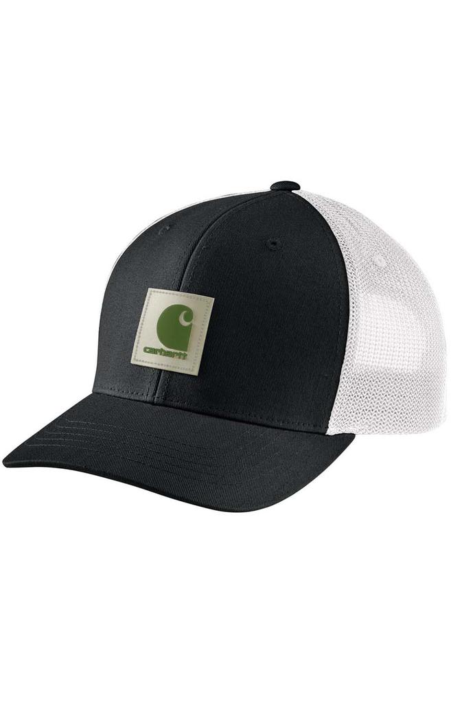 (105216) Rugged Flex Twill Mesh-Back Logo Patch Cap - Black/Arborvitae商品第1张图片规格展示