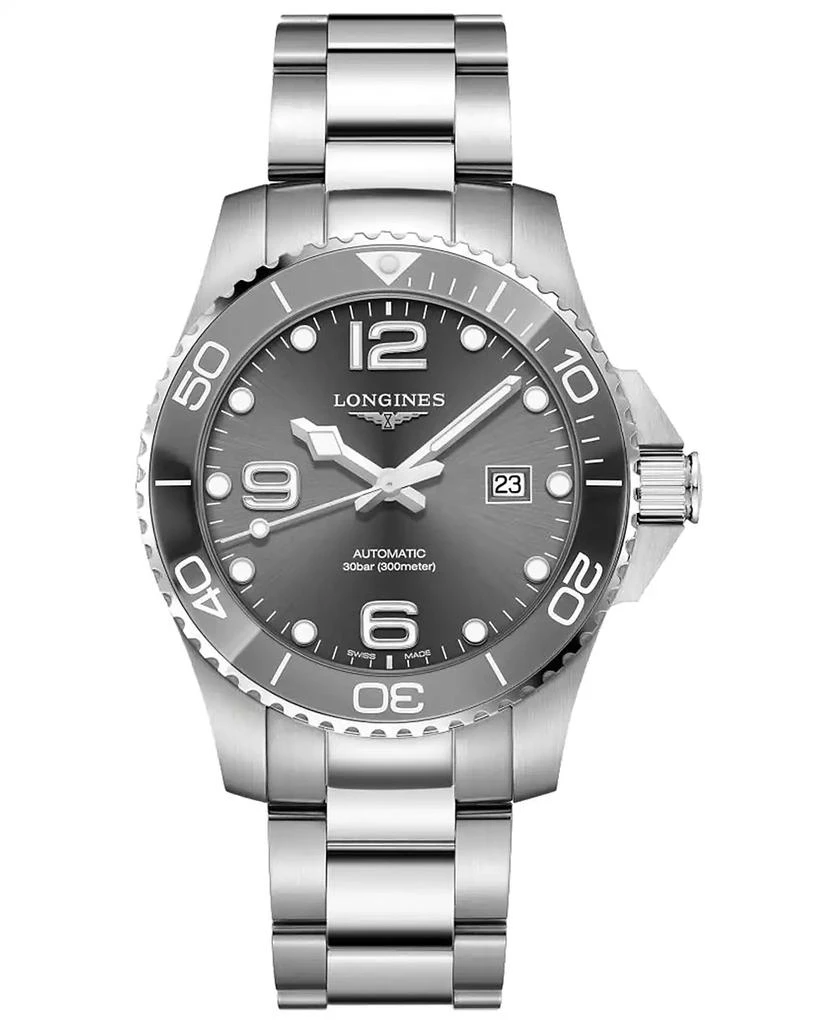 商品Longines|Men's Swiss Automatic HydroConquest  Stainless Steel and Ceramic Bracelet Watch 43mm,价格¥13283,第1张图片