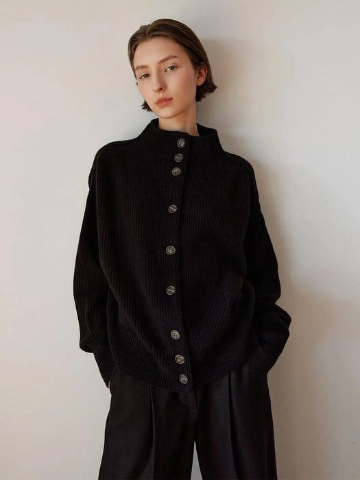 商品MOHAN|Tow Cashmere Loose Turtleneck Knit Cardigan (3 Colors),价格¥970,第3张图片详细描述