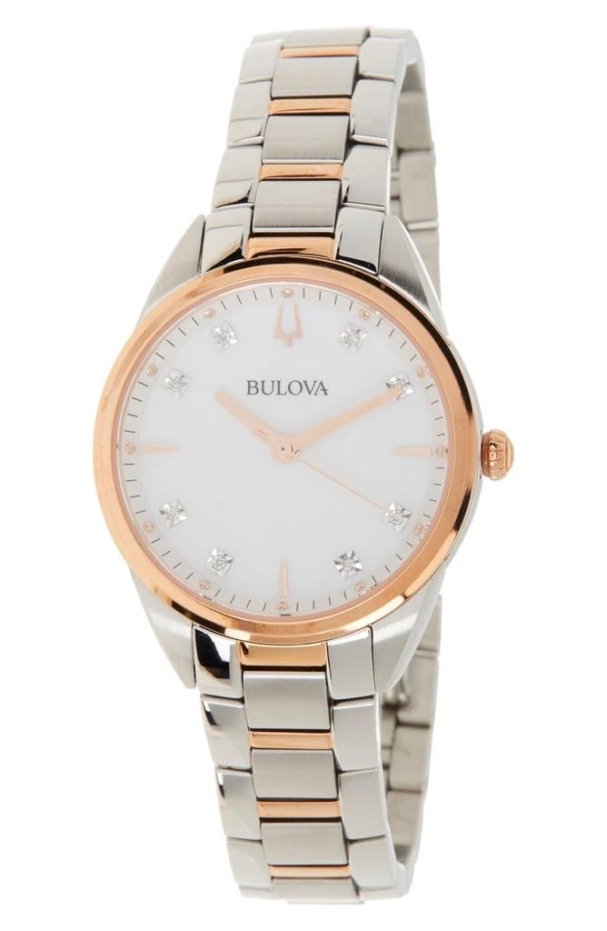 商品Bulova|Women's Diamond Dial Bracelet Watch, 32.5mm - 0.0228,价格¥1128,第1张图片