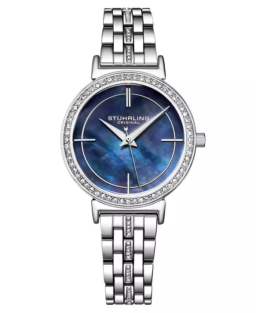 商品Stuhrling|Women's Silver-Tone Link Bracelet with Crystals Watch 33mm,价格¥712,第1张图片