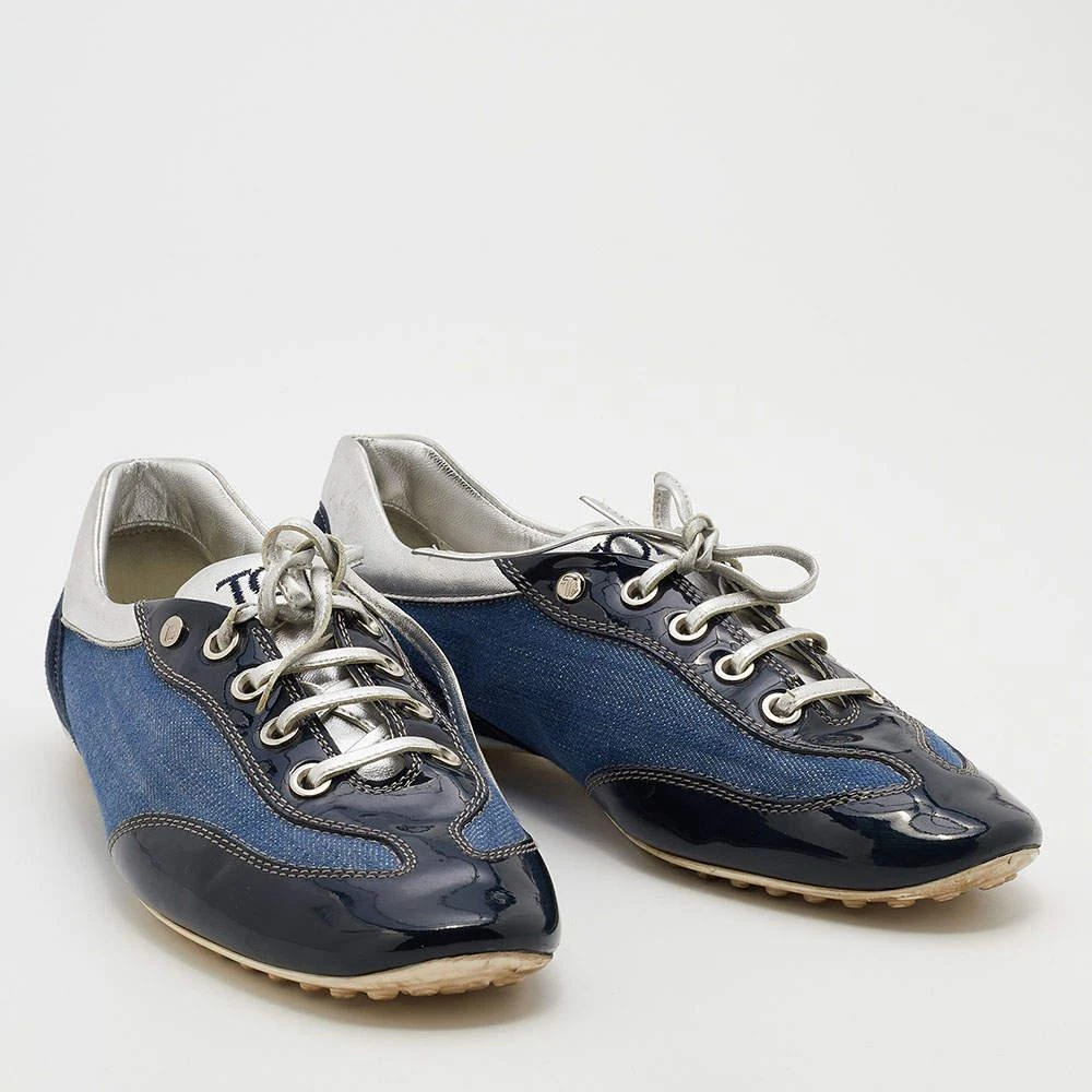 商品[二手商品] Tod's|Tod's Blue/Silver Denim And Leather Low Top Sneakers Size 38,价格¥809,第4张图片详细描述