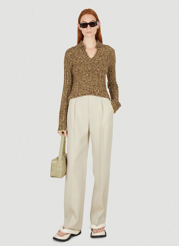 Polo Collar Sweater in Brown商品第2张图片规格展示