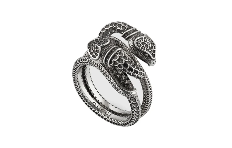 商品[国内直发] Gucci|古驰 garden 花园系列灵蛇 戒指 男女同款情侣款 银色,价格¥2468,第3张图片详细描述