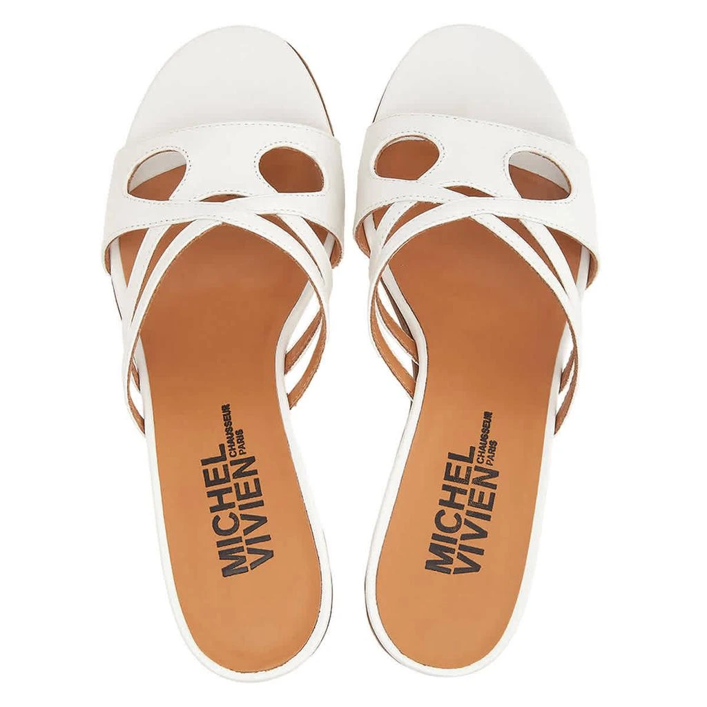 商品MICHEL VIVIEN|Ladies White Kalypso Mid-Heel Sandals,价格¥855,第3张图片详细描述