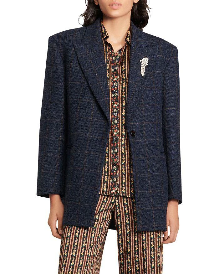 商品Sandro|Alto Checkered Jacket,价格¥2846,第1张图片