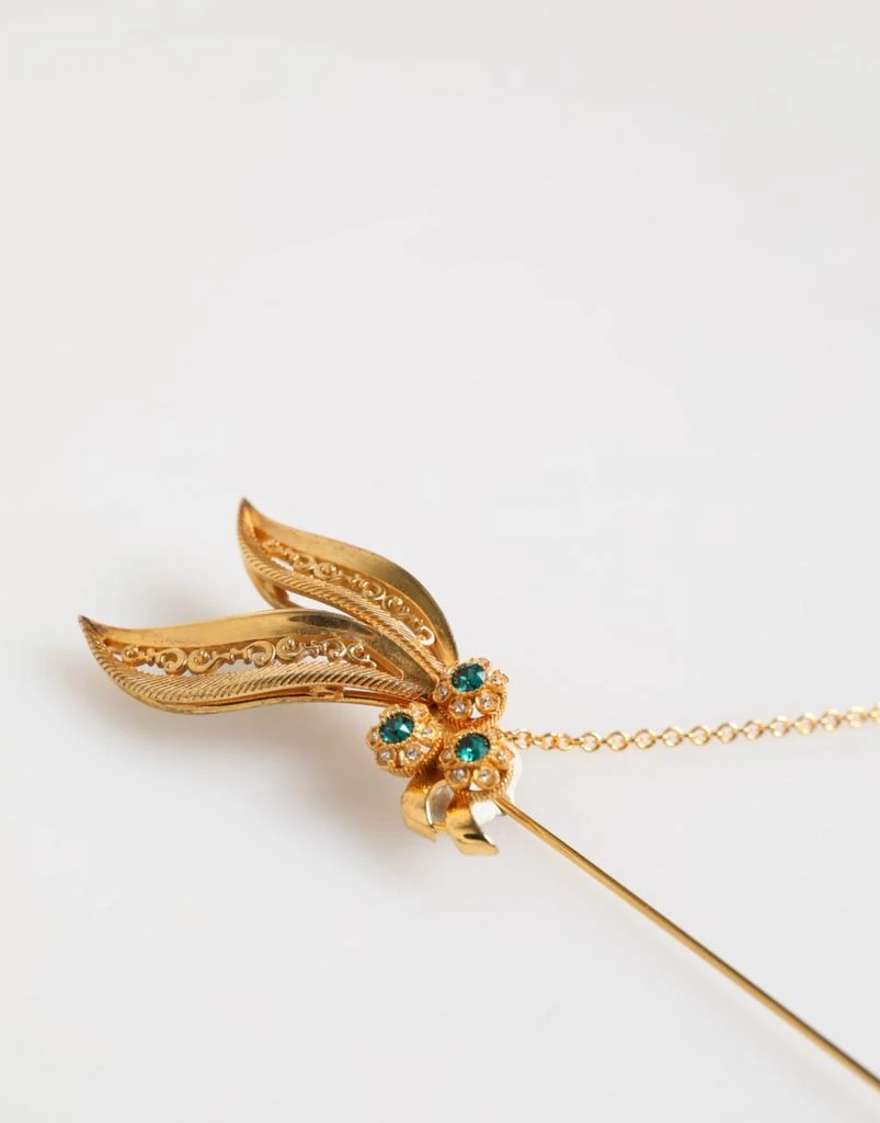 商品Dolce & Gabbana|Dolce & Gabbana Gold Tone 925 Sterling Silver Crystal Chain Pin Brooch,价格¥2748,第4张图片详细描述