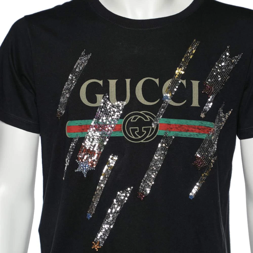 商品[二手商品] Gucci|Gucci Black Shooting Stars Embellished Cotton T-Shirt S,价格¥3640,第4张图片详细描述