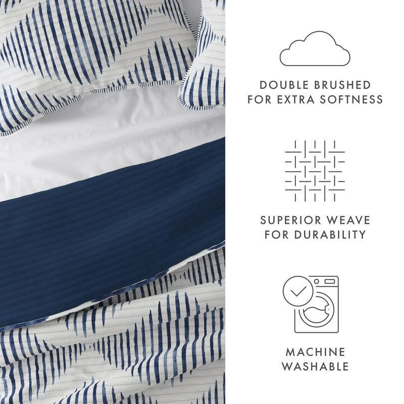 商品IENJOY HOME|Modern Diamond Navy Reversible Pattern Quilt Coverlet Set Ultra Soft Microfiber Bedding,价格¥385,第5张图片详细描述