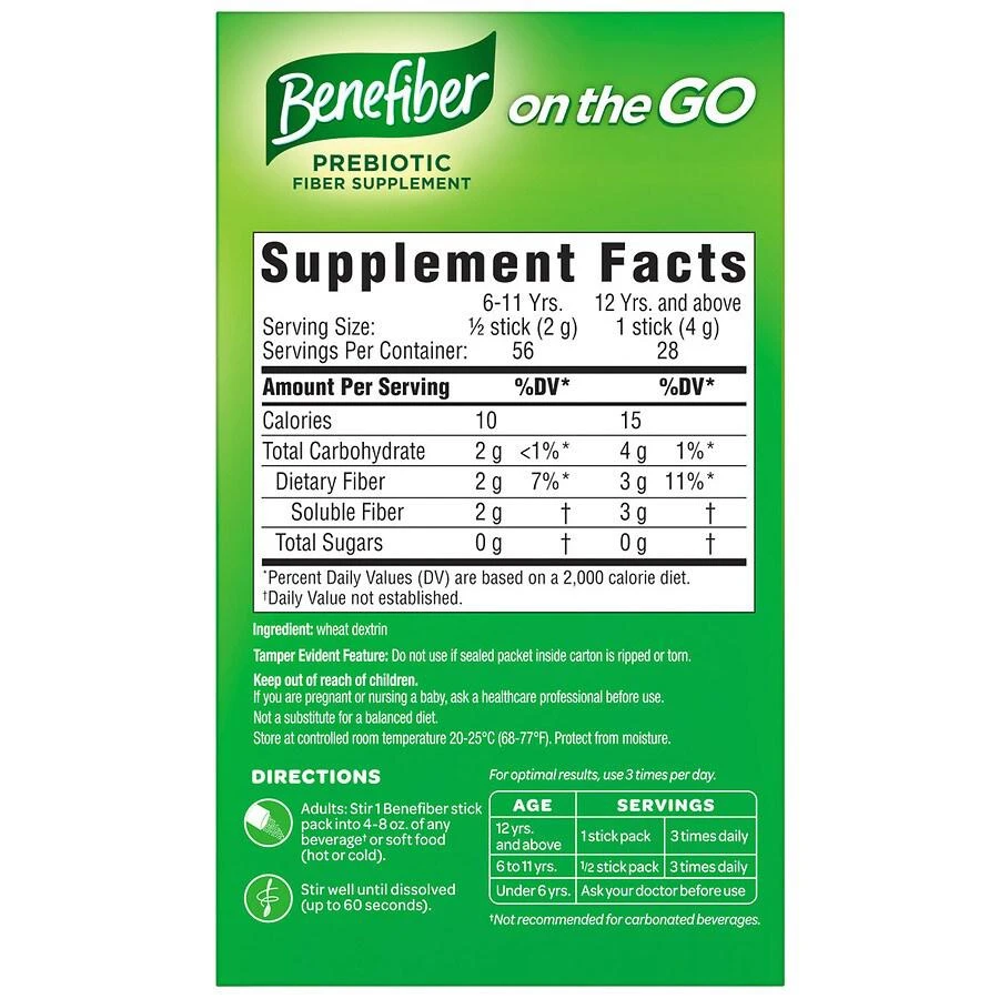 商品Benefiber|Fiber Supplement, On the Go Unflavored,价格¥149,第4张图片详细描述