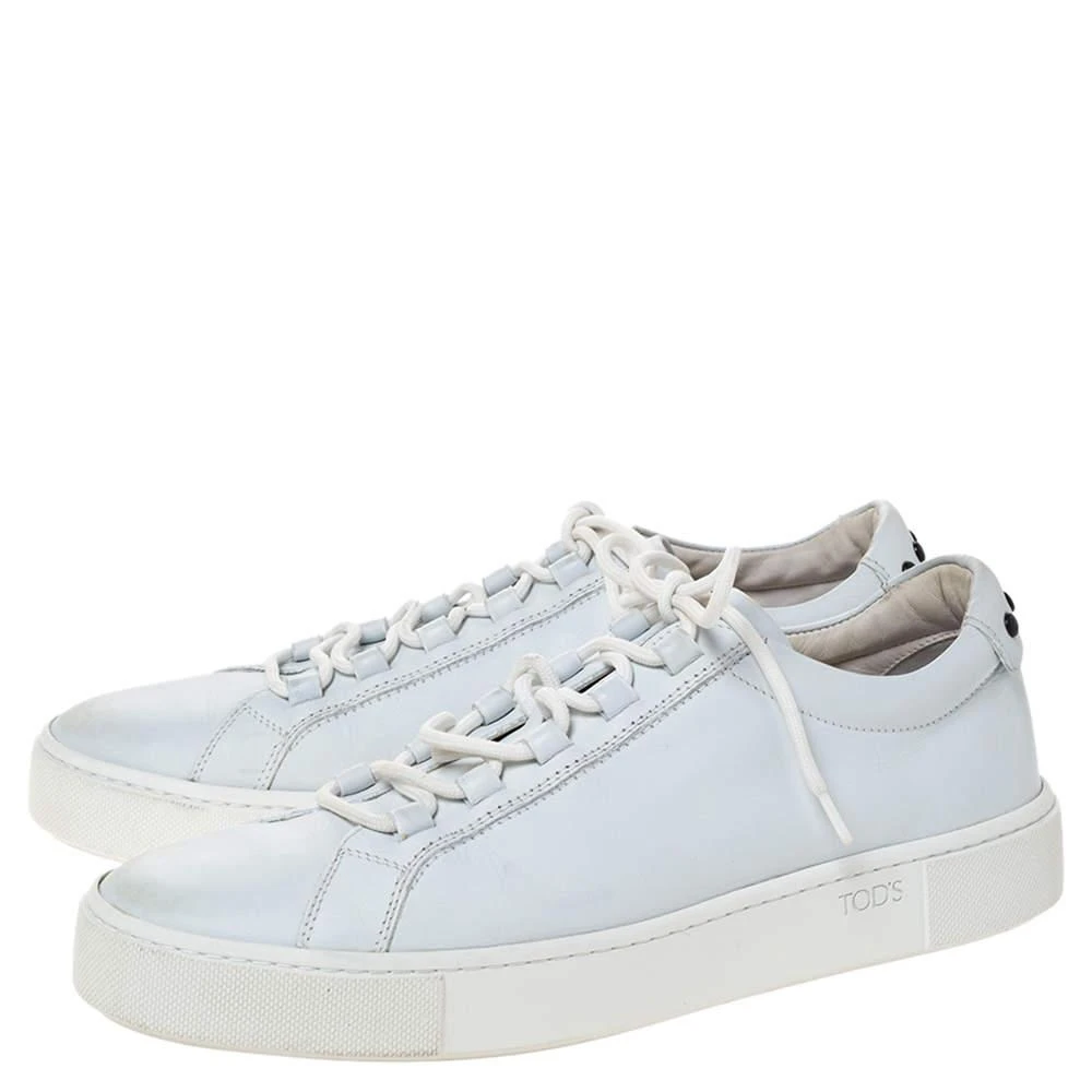 商品[二手商品] Tod's|Tod's White Leather Low Top Lace Up Sneakers Size 39.5,价格¥1536,第4张图片详细描述
