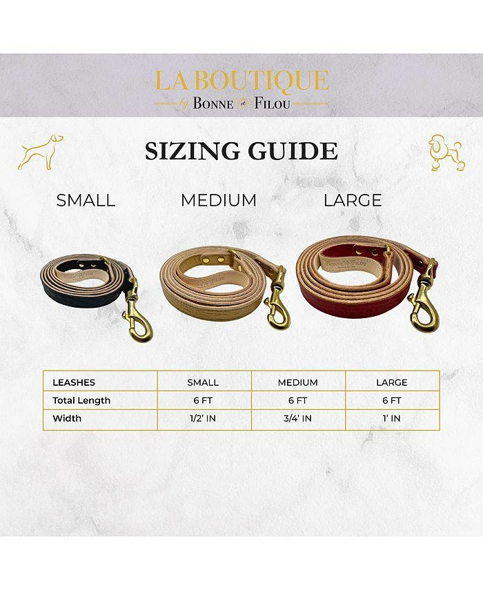 商品Bonne et Filou|Large 6' Plain Leather Dog Leash,价格¥710,第3张图片详细描述