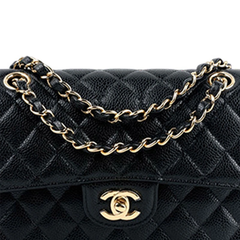 商品[国内直发] Chanel|香奈儿 Classic Flap CF 经典链条肩带 颗粒压花牛皮 斜挎单肩包 小号 女款 黑色,价格¥67870,第6张图片详细描述