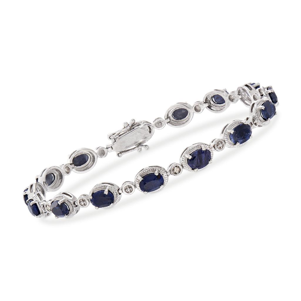 Ross-Simons Sapphire Bracelet With Diamond Accents in Sterling Silver商品第1张图片规格展示